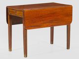 an image of a small wooden table with a drawer underneath it