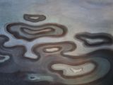 abstract painting of a body of water with ripples in the water