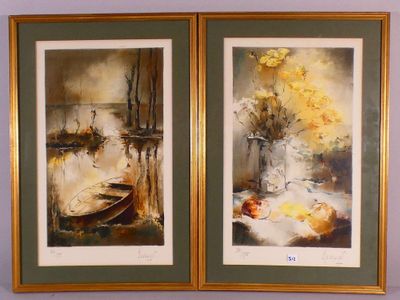 Michel Messager (XXè siècle) Nature morte et paysage à la ba… - Photo 1