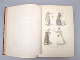 an open book with a picture of people dressed in medieval clothing