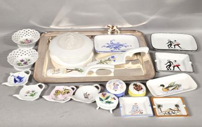 a tray with a tray of dishes and cups on it