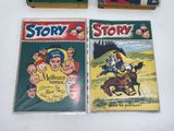 three children ' s comic books are sitting on a white surface