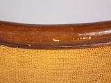 an image of a close up of a chair with a wooden frame