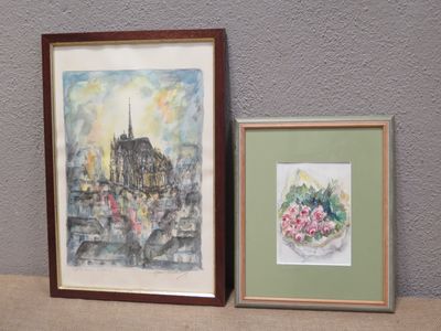 Carment VAN CAUWENBERGHE (1921- ) 2 aquarelles "Bouquet de r…