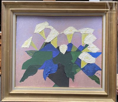 une image d'une peinture de fleurs dans un vase