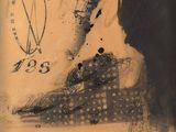 drawing of a man sitting in a chair with a clock in the background