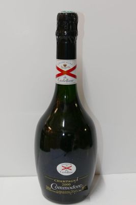 the bottle of champagne is empty on the table