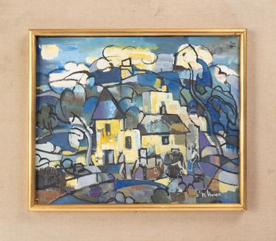 Morice VIVIER (?-2016), "Paysage", huile sur carton toilé si…