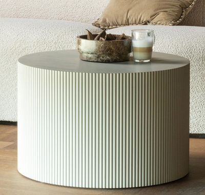 Table basse ronde en bois beige/vert, 60x40 cm- casses côtés…