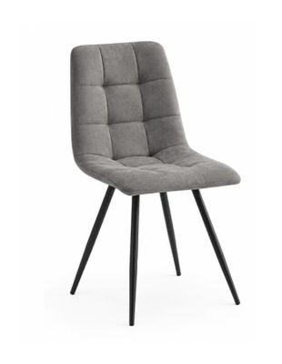 une chaise grise aux pieds noirs sur fond blanc