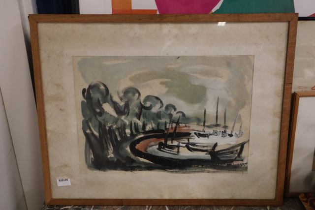 J. LISSY « Voiliers dans la baie ». Huile sur toile ». Signé en b...