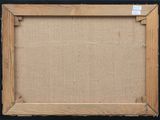 a painting of a wooden frame on a black background