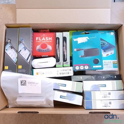 a box full of electronic items that are in it