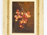 a painting of a bunch of fruit hanging on a wall