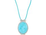 a necklace with a blue stone and pearls on a white background