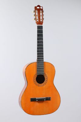an image of a guitar hanging on a wall with a white background