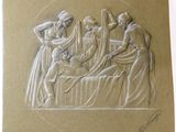 une image représentant un dessin d'un groupe de personnes dans un lit