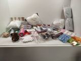 a pile of assorted items sitting on a counter