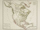 une vieille carte de l'Amérique du Nord indiquant l'étendue des États-Unis