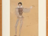 framed drawing of a man in a tuxedo holding a knife