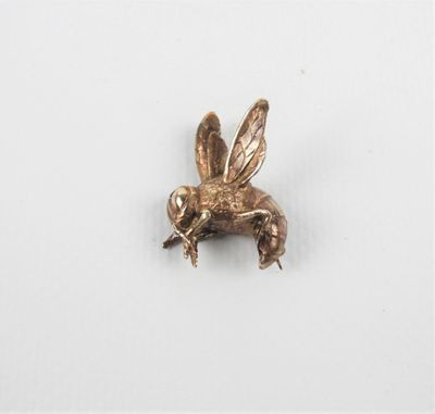 a close up of a metal insect on a white surface