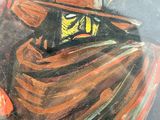 a picture of a painting of a man with a hat on