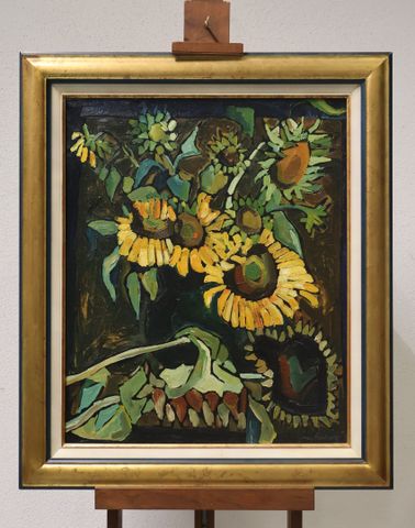 Jacques POUCHAIN (1925-2015) « Bouquet de tournesol ». Huile sur ...