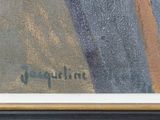an image of a painting of a woman in a blue dress