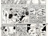 a black and white page from a comic strip with a cartoon of a woman in a bikini