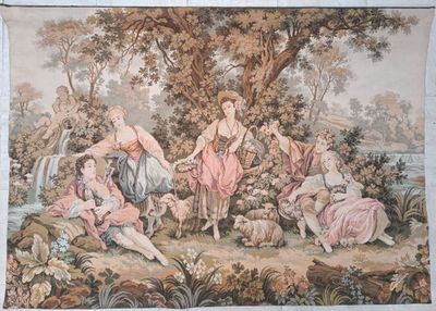 Tapisserie Jacquard, dans le gout de Aubusson Scène galante …