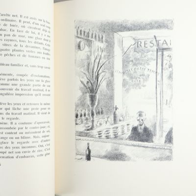 un livre ouvert sur lequel figure le dessin d'un homme jouant aux échecs