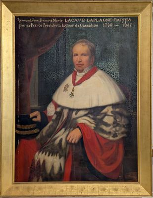painting of a portrait of a man in a white robe and a red cape