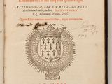 un livre ouvert sur lequel figure un blason