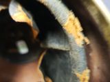 a close up view of a person ' s face in a helmet