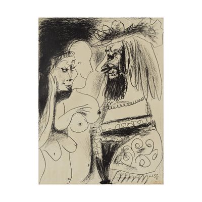 une image d'un dessin en noir et blanc d'une femme et d'un homme