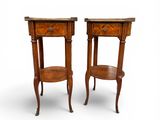 paire de tables de chevet françaises avec plateaux en marbre