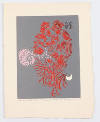 l'image d'un dessin représentant un oiseau et des fleurs sur une feuille de papier