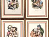 four framed pictures of a woman holding a baby and a child