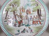 a plate with a picture of a group of people on it