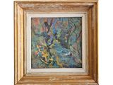 une image représentant un tableau représentant un papillon bleu dans un cadre doré
