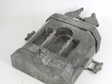 an old toaster that is sitting on a white surface