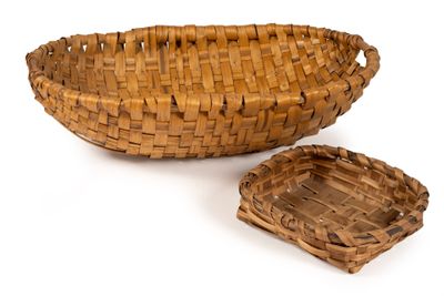 woven basket with lid on a white background