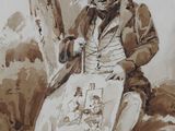 painting of a man sitting under a tree with a book