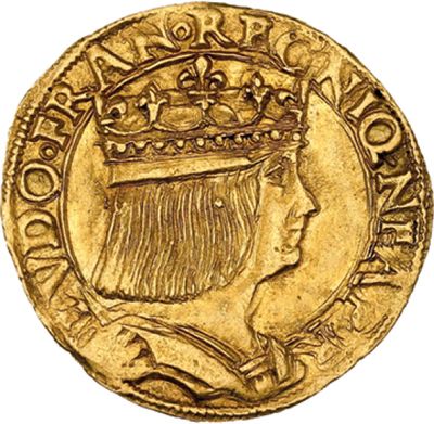 une pièce d'or surmontée d'une couronne