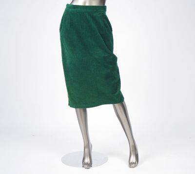 vintage green velvet skirt with pleaed hem