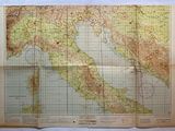 an old map of italy with a red dot on the map