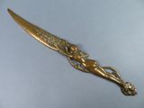 brass plated knife with a lady holding a flower