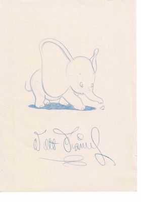 Walt Disney (Né en 1901) Dessin de type esquisse à l'encre b…