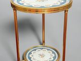 a small table with a plate on top of it