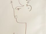 dessin représentant un homme avec un oiseau sur la tête et une étoile sur le front